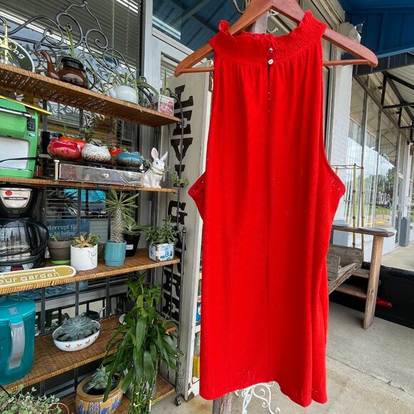 NWT Cato Women's Plus Size 26/28W Fiery Red Sleeveless Eyelet Tunic - Picture 3 of 16